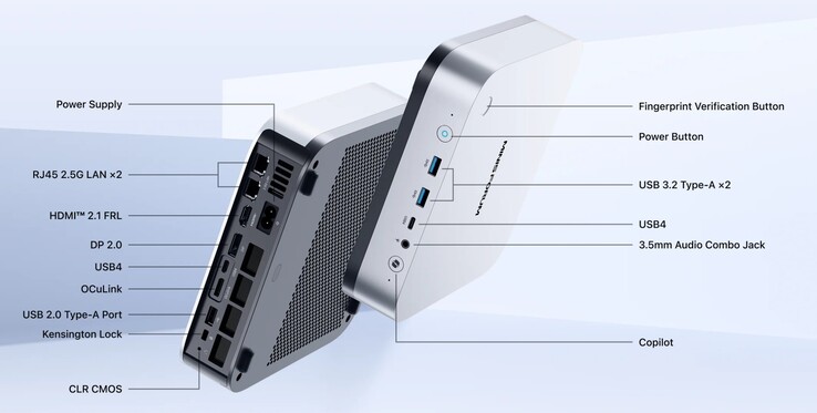 Les interfaces externes du Minisforum AI X1 Pro-470 (Source : Minisforum)