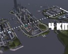 Vue aérienne de la carte 4KM de GTA III Liberty City avec trois îles