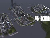 Vue aérienne de la carte 4KM de GTA III Liberty City avec trois îles