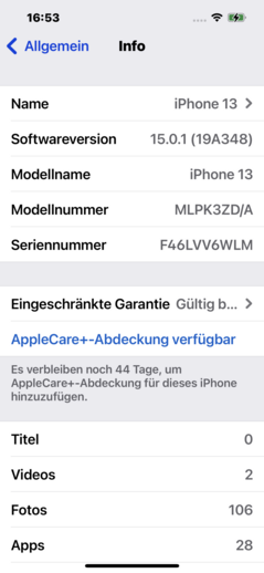 Logiciel Apple iPhone 13 iOS 15