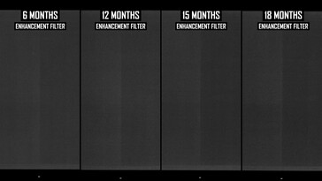 Résultats du test MU burn in après 18 mois. (Source de l'image : Monitors Unboxed sur YouTube)