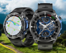 La smartwatch Rogbid GeoX1 (deux montres de ce type affichant des choses différentes sont illustrées) est dotée d'un écran AMOLED de 1,43 pouce. (Source de l'image : Rogbid)