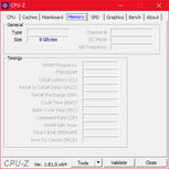 ThinkPad E480 - CPU-Z : mémoire vive.