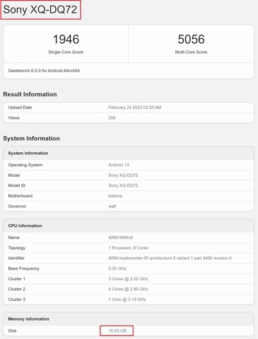 Probable Xperia 5 V. (Image source : Geekbench)