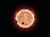 Illustration d'un artiste représentant une étoile et deux planètes.