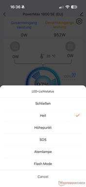 Réglages de la lampe LED