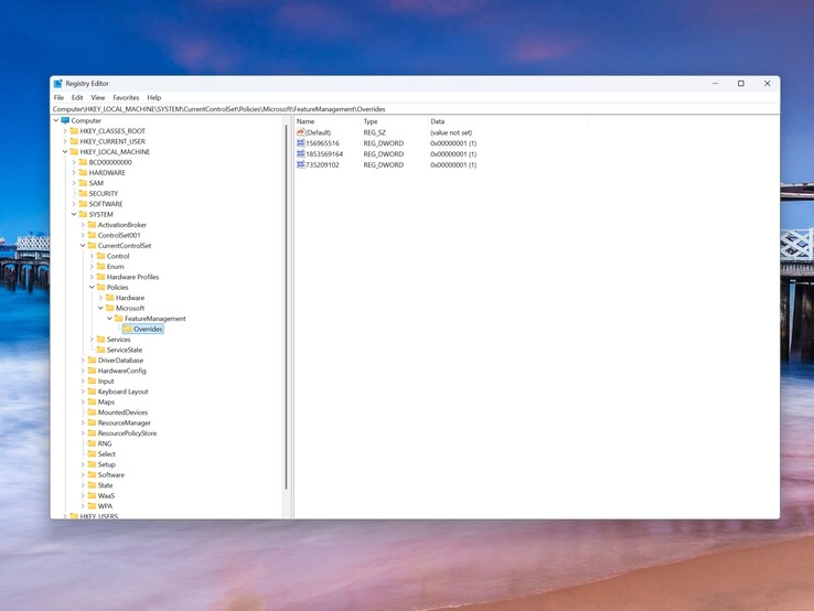 Voici à quoi ressemble le chemin d'accès au registre correspondant après l'ajout des trois entrées.