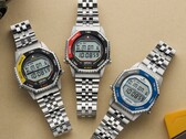 De gauche à droite : Seiko SMGG17 (jaune/noir), SMGG19 (rouge/noir) et SMGG21 (bleu/argent).