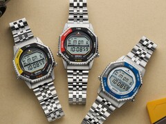 De gauche à droite : Seiko SMGG17 (jaune/noir), SMGG19 (rouge/noir) et SMGG21 (bleu/argent).