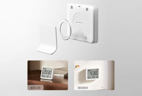 Le Xiaomi Smart Temperature and Humidity Monitor 3 Pro est fourni avec un support en métal et un aimant annulaire.