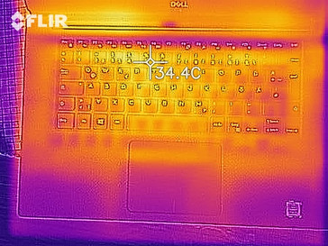 XPS 15 2018 (8300H) : relevé thermique au ralenti au-dessus.
