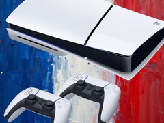 Les consoles PS5 sur fond de drapeau français