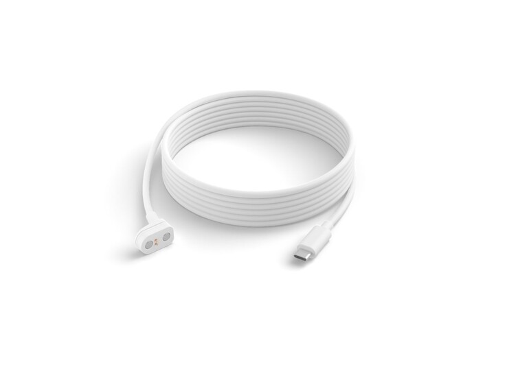 Un nouveau câble d'alimentation USB-C de la caméra sécurisée Philips Hue. (Source de l'image : Philips Hue)