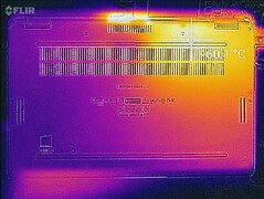 Dell Latitude 7400 2-en-1 - Relevé thermique, au-dessous (sollicitations maximales).