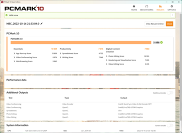 PCMark10 avec adaptateur d'alimentation branché