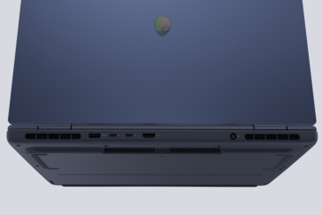 À l'arrière : USB-A 3.2 Gen. 1, 2x USB-C 3.2 Gen. 2 avec DisplayPort 1.4, HDMI 2.1, adaptateur secteur (Image source : Dell)