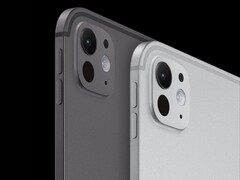 Apple l'iPad Pro M5 en noir et argent, avec son corps mince et son appareil photo arrière unique. (Source de l'image : Apple)
