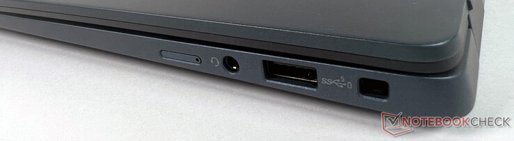 À droite : 1x emplacement pour carte SIM nano, 1x audio, 1x USB-A, 1x Kensington