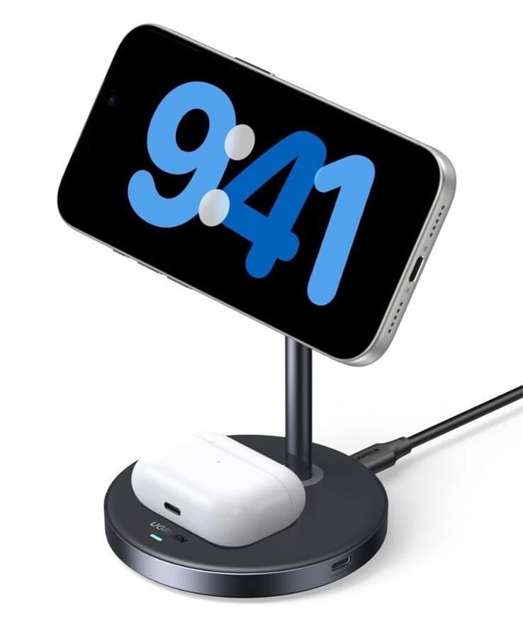 Une image du nouveau chargeur sans fil Ugreen Zapix Qi2 15W 2-in-1.