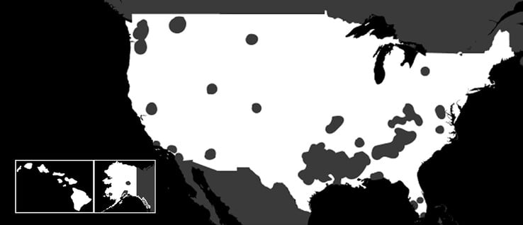 Carte de disponibilité du plan Starlink Residential Lite.