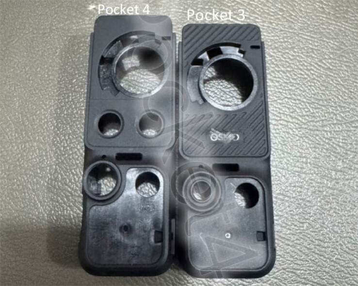 L'Osmo Pocket 4 et l'Osmo Pocket 3 sans leur écran ni leur appareil photo, de gauche à droite. (Source de l'image : via The New Camera)