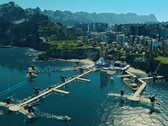 Une image montrant une ville futuriste dans l'année 2205.