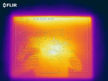 Apple iPad Pro 12.9 - Relevé thermique à l'avant de l'appareil en cas de sollicitations soutenues.