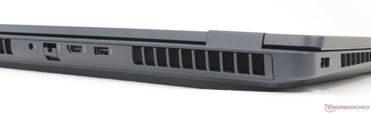 À l'arrière : adaptateur secteur, RJ-45 (1 Gbps), HDMI 2.1, USB-A (10 Gbitps)