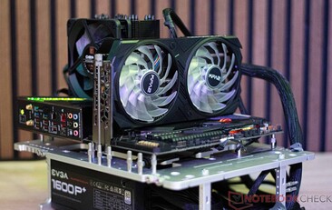 Le KFA2 GeForce RTX 4060 Ti EX 16 GB pendant les mesures d'émissions sonores