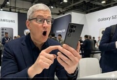 Un deepfake viral montre Tim Cook comme un fan du Samsung Galaxy S25 Ultra. (Source de l&#039;image : X, Noah Cat, @Cartidise, capture d&#039;écran).