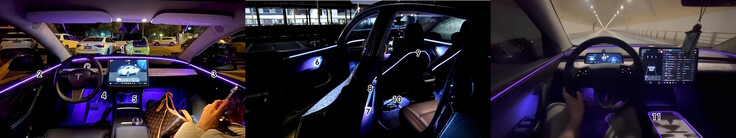 Zones du kit d’éclairage d’ambiance Star Ring pour Tesla.