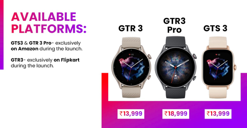 Amazfit GTR 3, GTR 3 Pro, et GTS 3 sont maintenant disponibles en Inde. (Image Source : Amazfit)