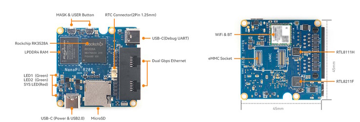 Il y a un emplacement pour carte microSD, mais pas de connecteur GPIO.