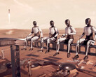 Les robots Tesla Optimus déployés pour des travaux de construction sur Mars. (Source de l'image : SpaceX)