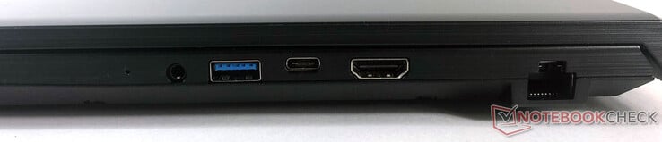 A droite : 1x réseau (RJ45), 1x HDMI, 1x USB 3.2 Gen 1 Type-C, 1x USB 3.2 Gen 1 Type-A, 1x combo audio