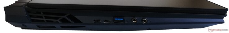 Côté gauche : 1 USB C 3.1 Gen 1, 1 Thunderbolt 3, 1 USB A 3.1 Gen 1, 1 micro, 1 écouteurs.