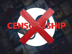 Logo anti-censure sur fond Steam (Source de l&#039;image : Valve avec modifications)