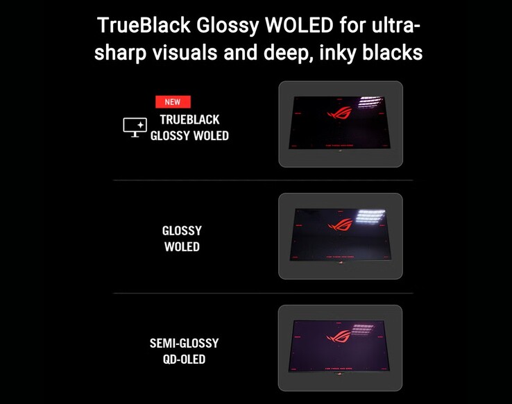 L'Asus ROG Strix OLED XG27AQWMG offre des noirs plus profonds même dans les pièces bien éclairées grâce à sa finition TrueBlack Glossy. (Source de l'image : Asus)