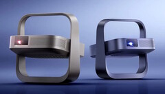 Les projecteurs Elfin Flip 4K (à gauche) et Flip Laser se replient en une unité verticale compacte pour le stockage.