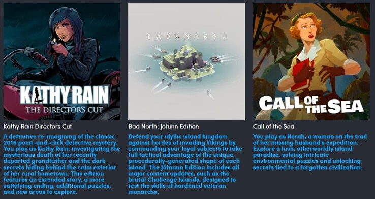 Les trois jeux supplémentaires qui seront ajoutés à la tranche de 10 $ (Image source : Humble Bundle)