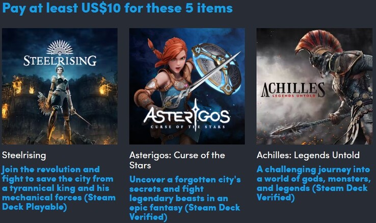 Une image décorative. Un paiement de 10 $ vous permet d'obtenir 5 articles (Source de l'image : Humble Bundle)