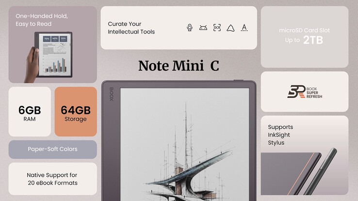 Le Boox Note Mini C fonctionne sous Android 16 et est entièrement compatible avec les applications du Google Play Store.