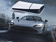 La bannière de Forza Motorsport 5 montrée avec la console PS5