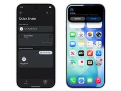 Pixel 10 Pro XL envoyant une image à un iPhone via Quick Share. (Source de l&#039;image : Google)