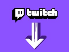 Logo Twitch avec la flèche vers le bas en dessous (Source de l&#039;image : Twitch avec modifications)