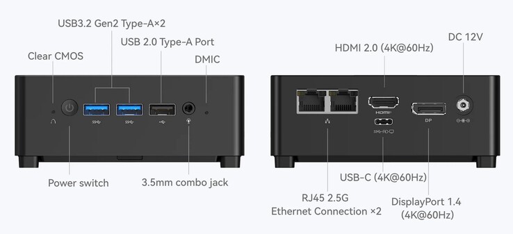 Les connexions externes du Minisforum Venus Series UN100D (Source : Minisforum)