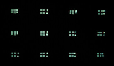 Après la configuration automatique de l'image, l'image projetée conserve une bonne qualité, avec une légère baisse attendue de la résolution et de la luminosité vers les bords. (Source de l'image : Notebookcheck)