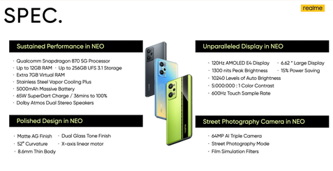 Realme GT Neo 2 5G - Spécifications. (Image Source : Realme)