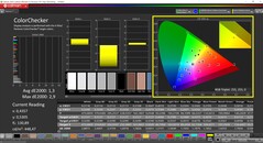 CalMAN ColorChecker (profil : P3, espace colorimétrique cible : P3)