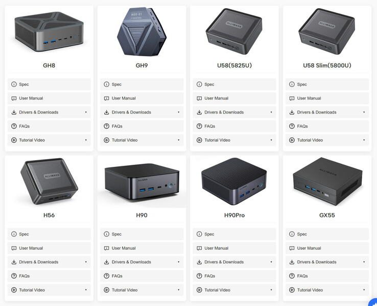 Page de support du fabricant (source : Alliwava)